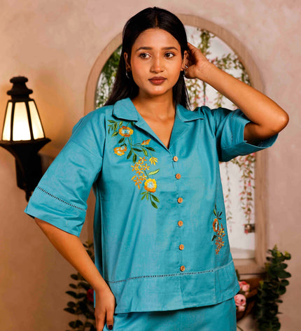 Women Blue Flex Co-ord Set