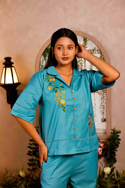 Women Blue Flex Co-ord Set