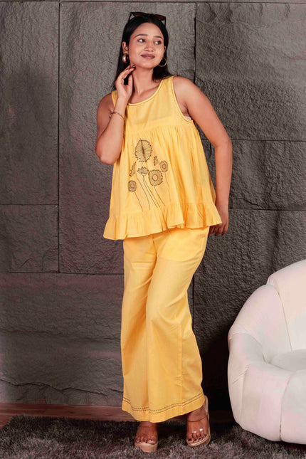 Yellow Flex Sleeveless Co-ord Set