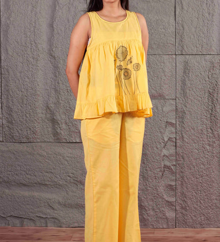 Yellow Flex Sleeveless Co-ord Set
