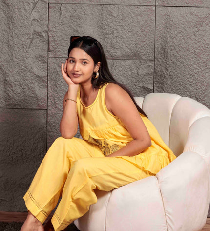 Yellow Flex Sleeveless Co-ord Set