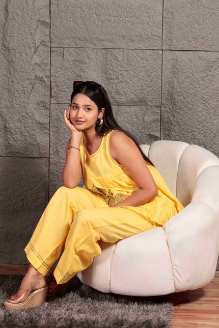 Yellow Flex Sleeveless Co-ord Set